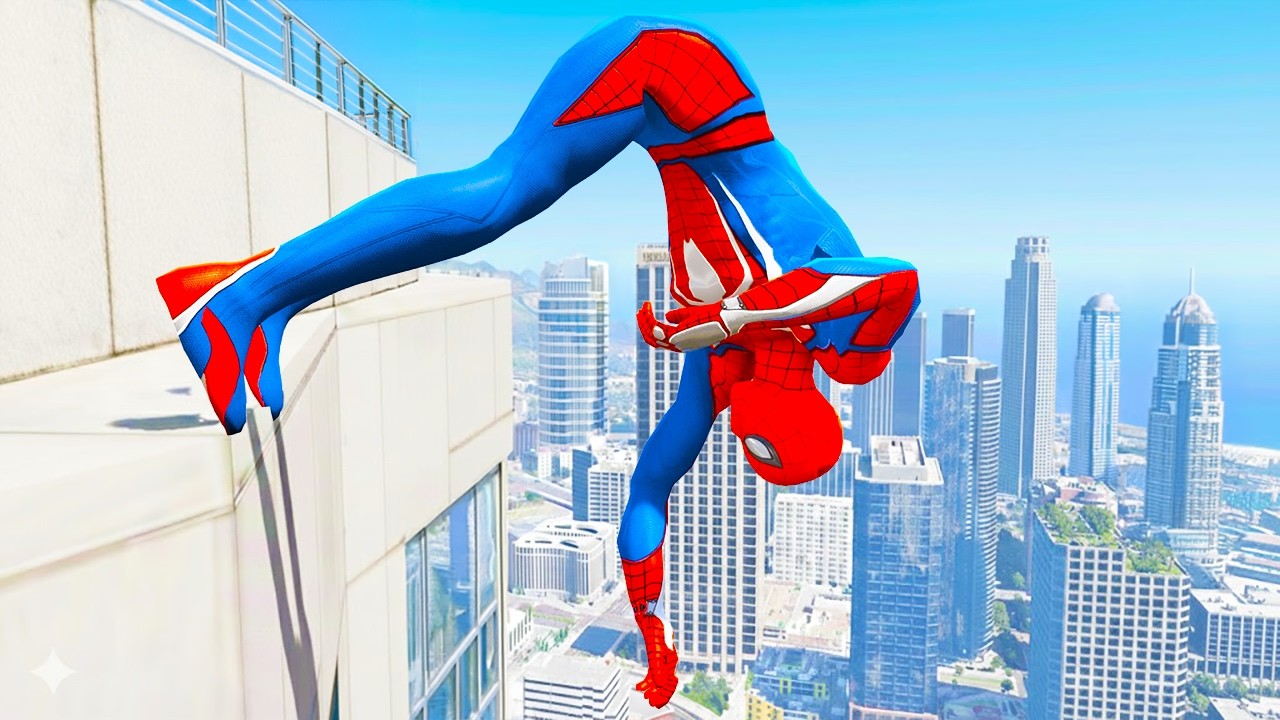 SPIDERMAN CRAZY JUMPS/FALLS (GTA 5 Spider-Man Fails) #80