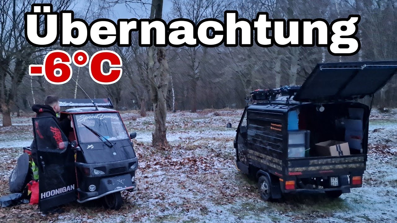 APE 50 Micro Abenteuer -6 Grad Übernachtung BAUERN PROTESTE - bei Demo mitgefahren
