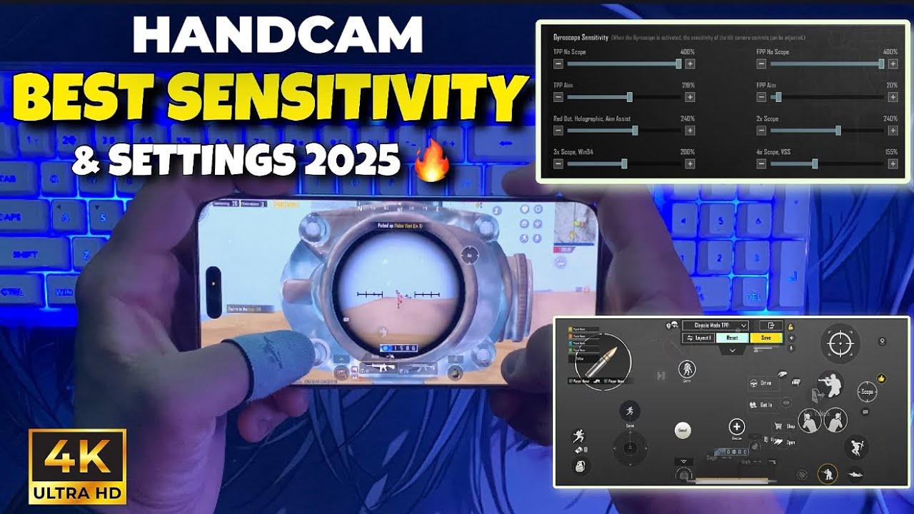 BEST SENSITIVITY 2025 + SETTINGS🔥🥶 | HANDCAM 16 PRO MAX + GYROSCOPE | PUBG MOBILE