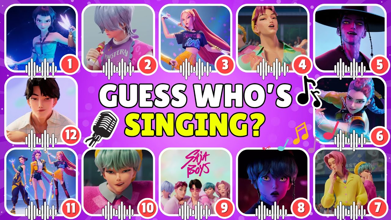 Угадайте персонажей из фильма «Охотники на демонов» (Kpop) 2025 года по песне и голосу 🎤🎶🔥 Saja B...