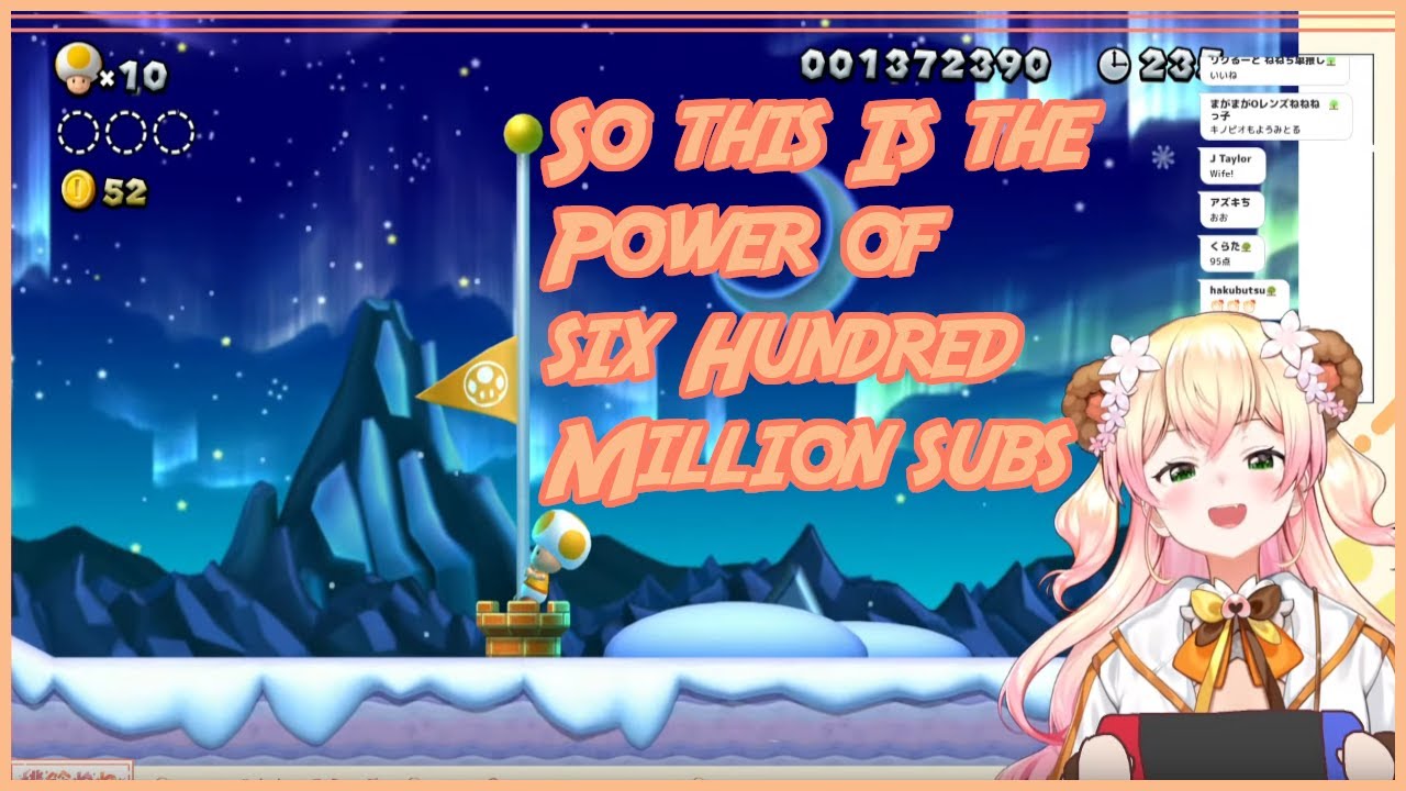 Nene commemorates Six Hundred MILLION Subs with a classic Game of Mario [engsub/hololive]