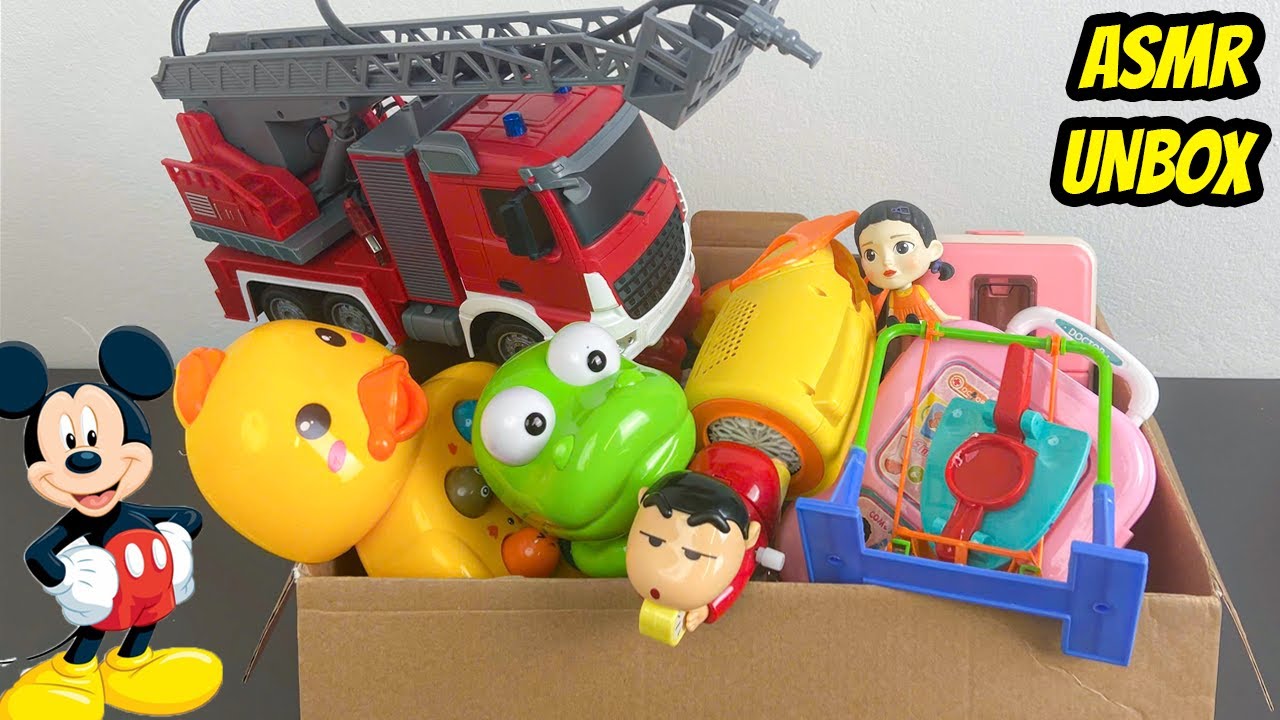 ASMR 8 Phút Hài Lòng Với Bộ Đồ Chơi Mở Hộp Xe Cứu Hỏa , Squid Game , Mickey l Review #asmr #toys