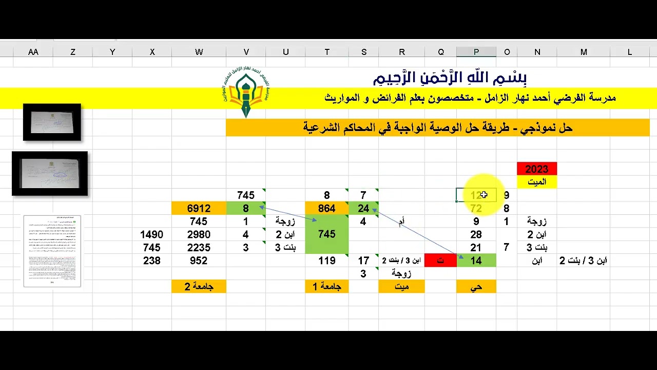 حل نموذجي لحل مسائل -  الوصية الواجبة  - المحاكم الشرعية