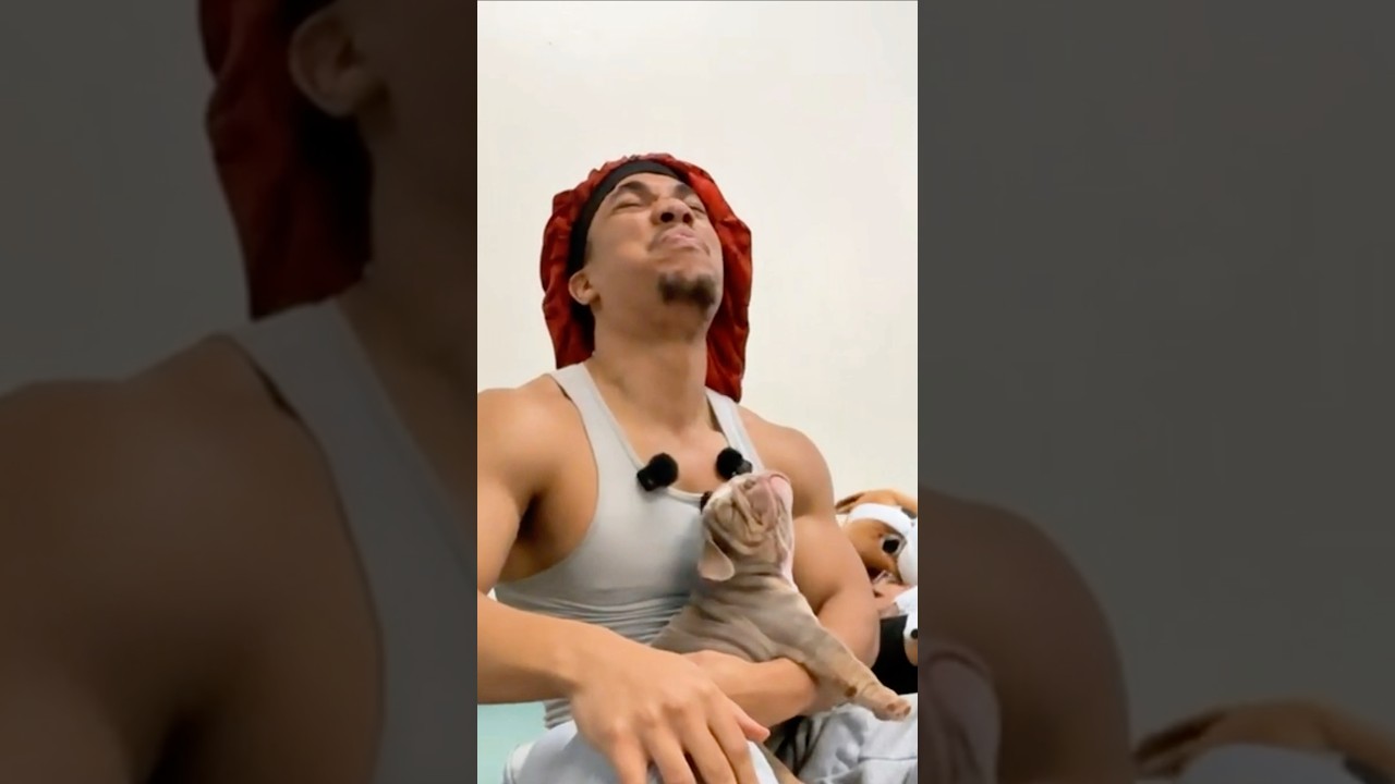 The puppy couldn&rsquo;t believe ts 😭✌🏽#streamer #iamra #puppyyoga #viral #funny