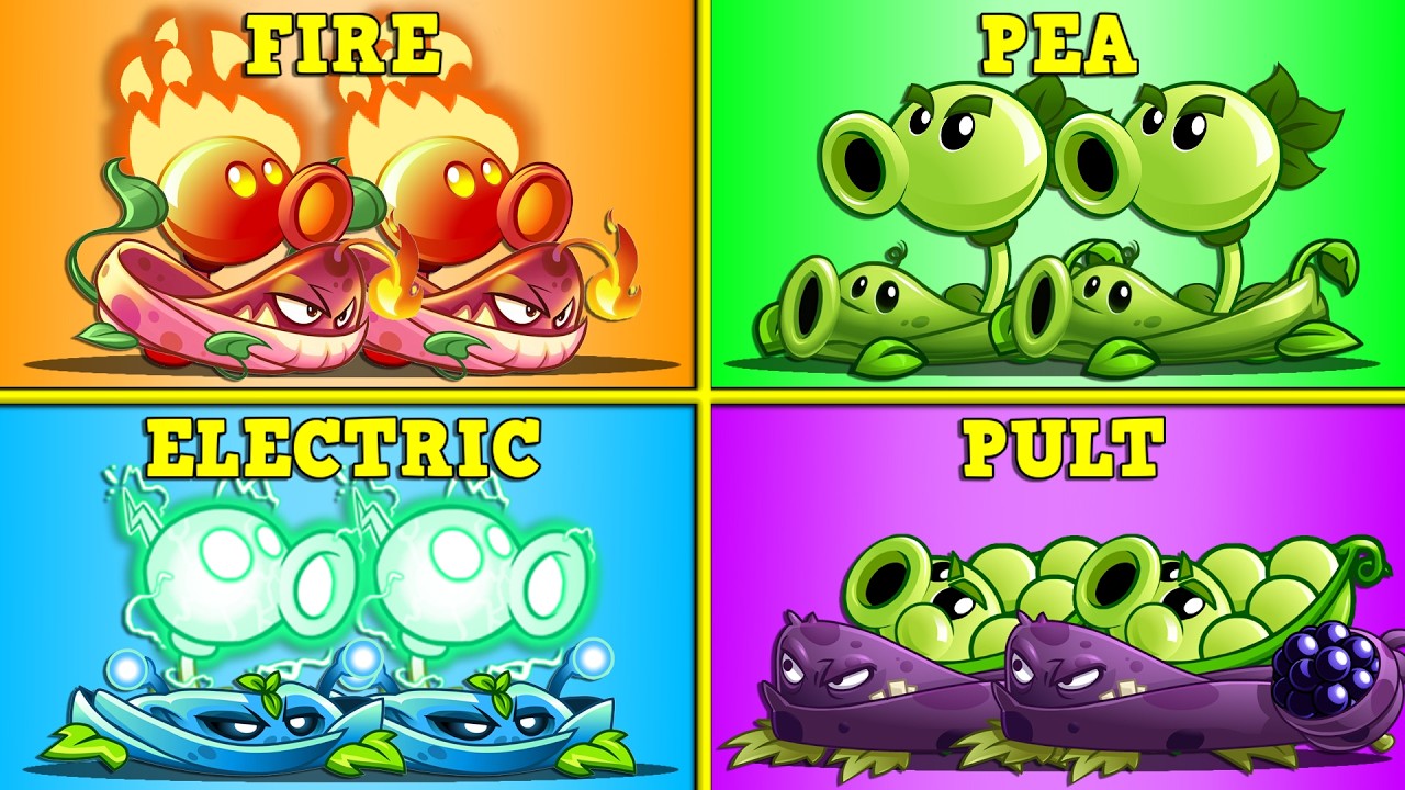 Битва PvZ 2 — 6 команд: Гороховое растение + Лиана против всех зомби — Кто победит?
