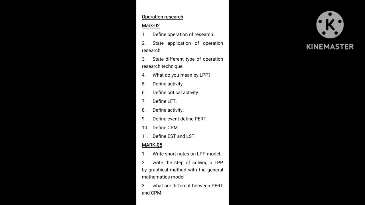 SCTEVT DIPLOMA - Operation Research
