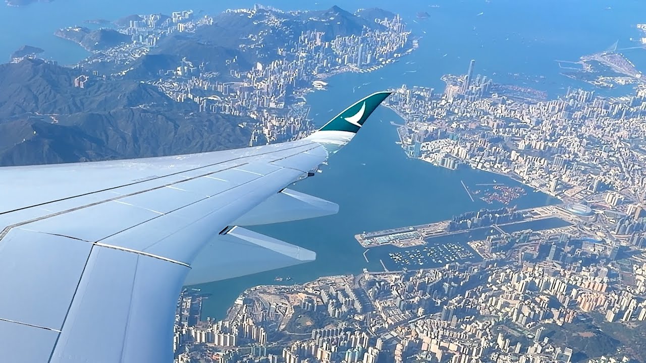 Stunning Takeoff and Views over Hong Kong - Cathay Pacific Airbus A350-900