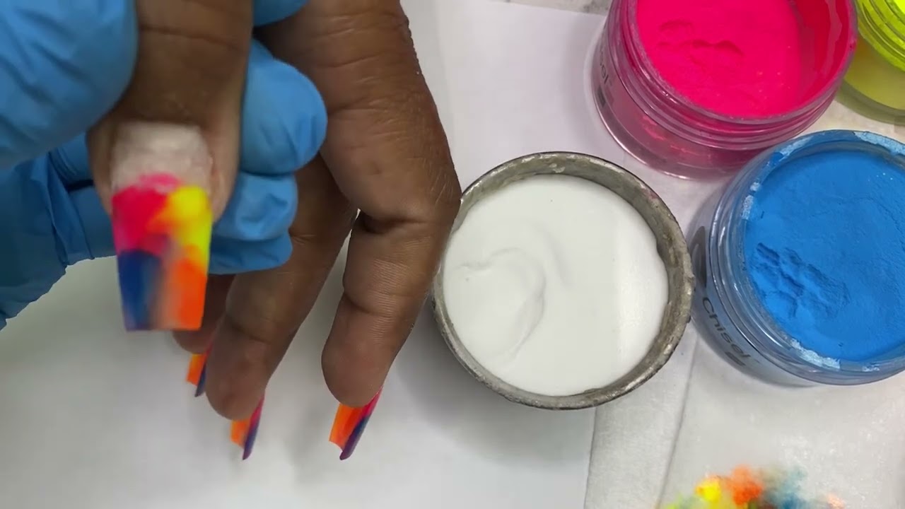 Acrylic ombre marble 4 colors | Nail art | Nails Tutorial |