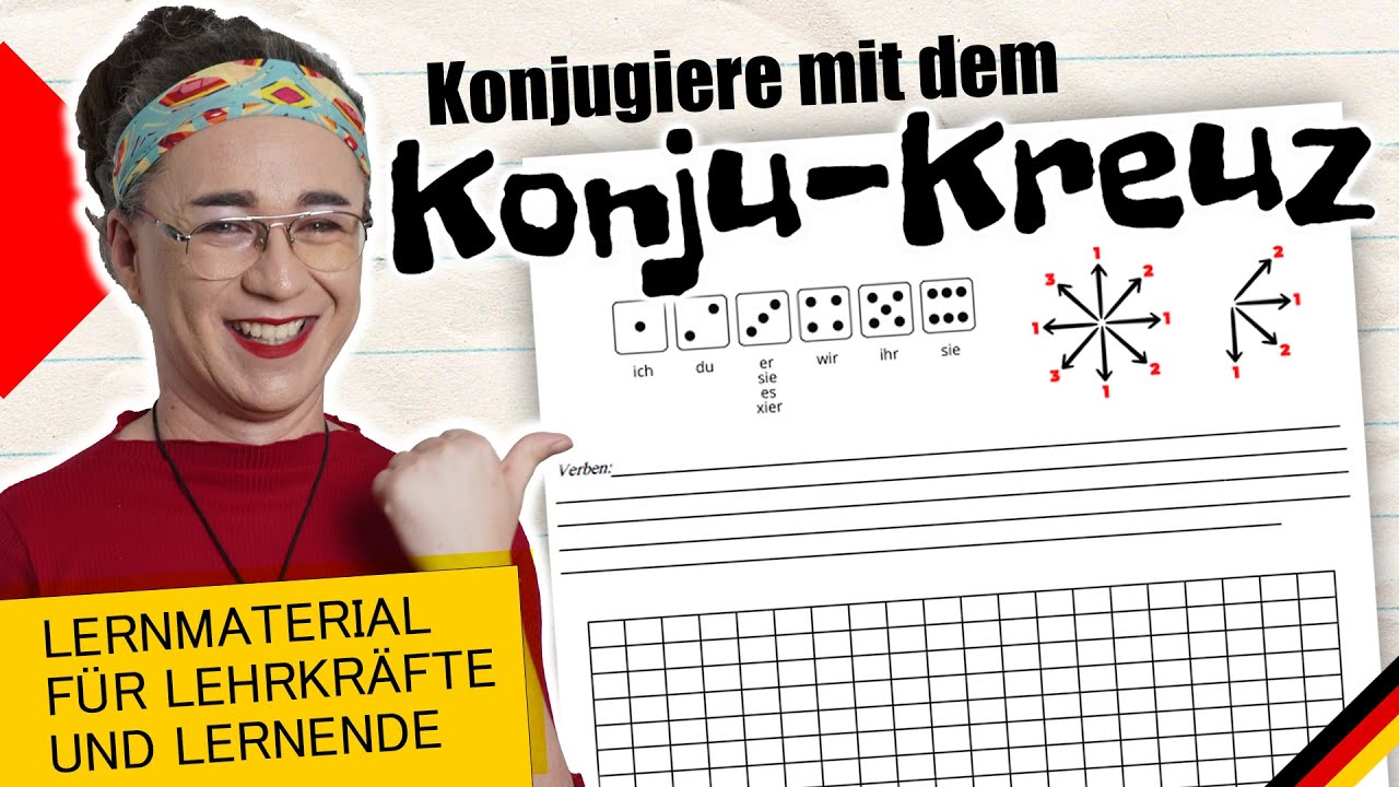 Konjugieren spielerisch üben | A1–C1 | Lernmaterialien für Lehrkräfte und Lernende | Konju-Kreuz