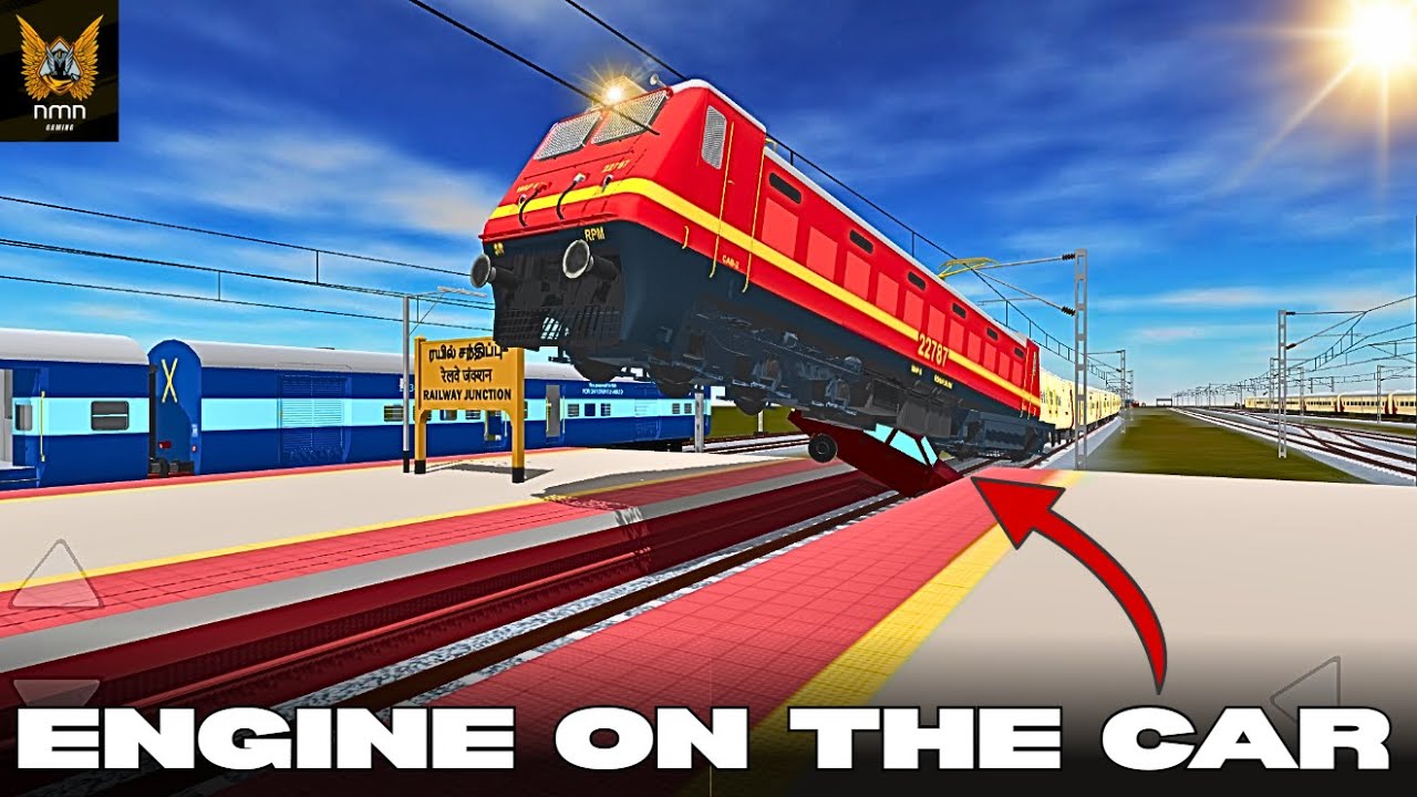 train के आगे car आ गई और 😱| indian train crossing 3d accident @nmngamings