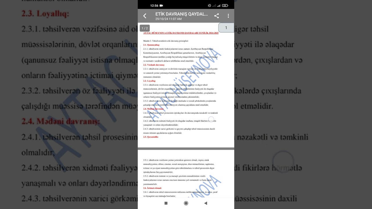 Etik davranış qaydaları yenilik Kurikulum Aytac H&uuml;seynova 050 449 96 48
