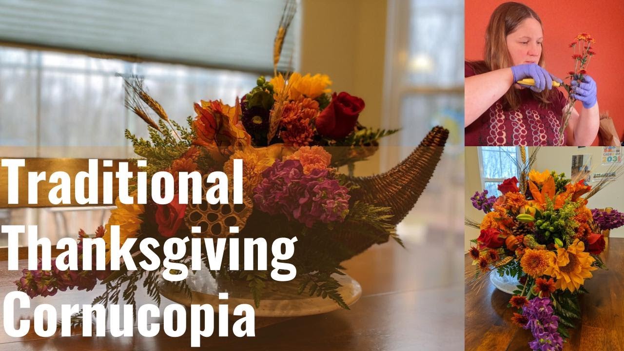 Thanksgiving flower arrangements 2: Traditional Thanksgiving cornucopia