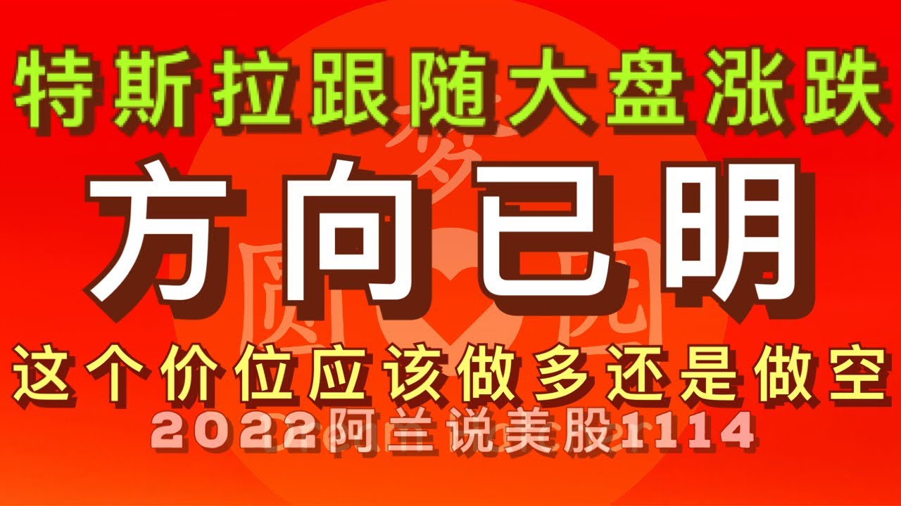 [阿兰说美股] 特斯拉随波逐浪，跟着美股大盘走，一但有机会它会选择这个方向！ #tsla *点击下方[说明]栏内的链接成为会员，修美股功夫做美股狙击手！