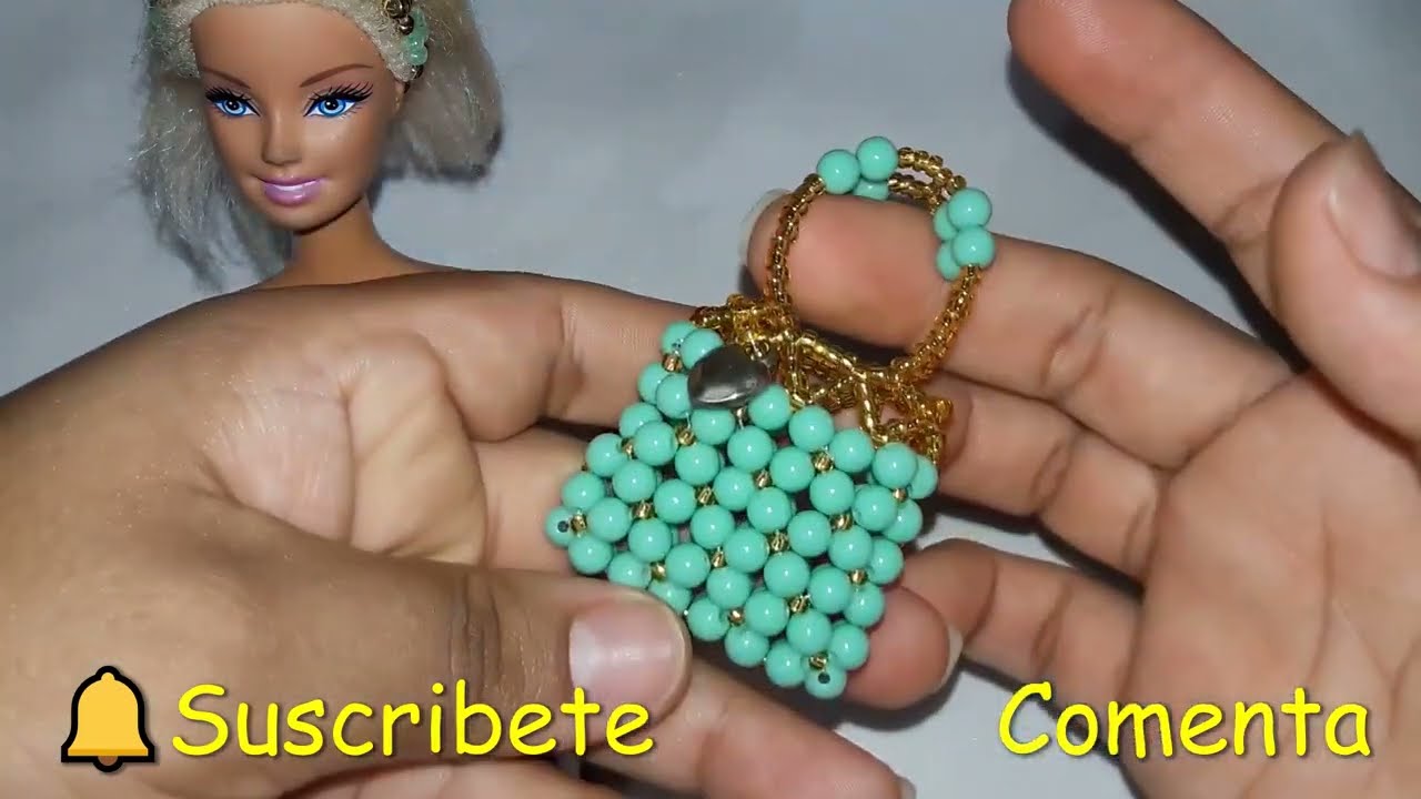 Cartera en miniatura para muñecas barbie con cuentas