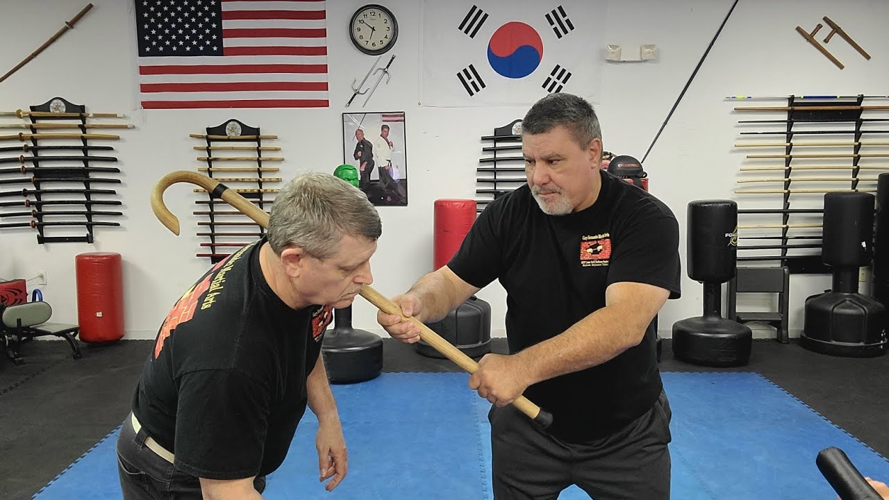 Cane Self Defense with Hook and Release the proper way.