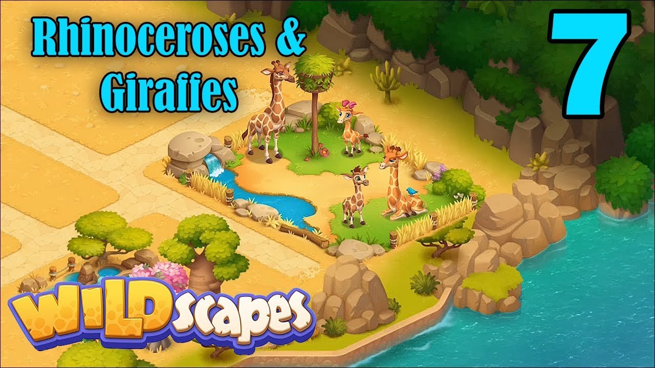Wildscapes Walkthrough Gameplay - Rhinoceroses & Giraffes Completed - Part 7