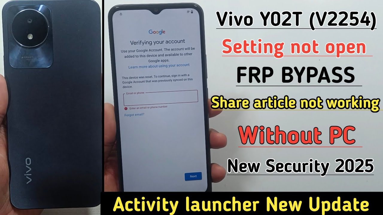 Vivo Y02t Frp Bypass | Setting Not Open | Activity Launcher New Update | Vivo (V2254) Frp Bypass