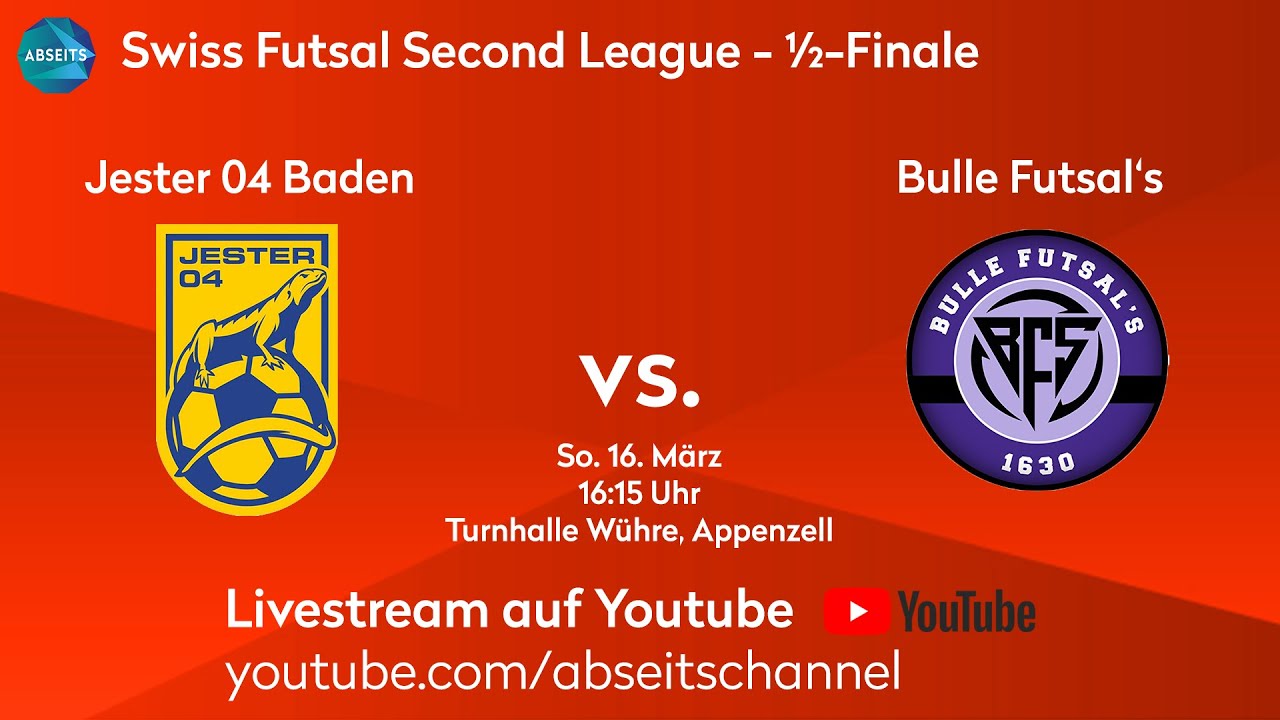 Jester 04 Baden vs. Bulle Futsal's | Swiss Futsal Second League - 1/2-Finale | 16.03.2025