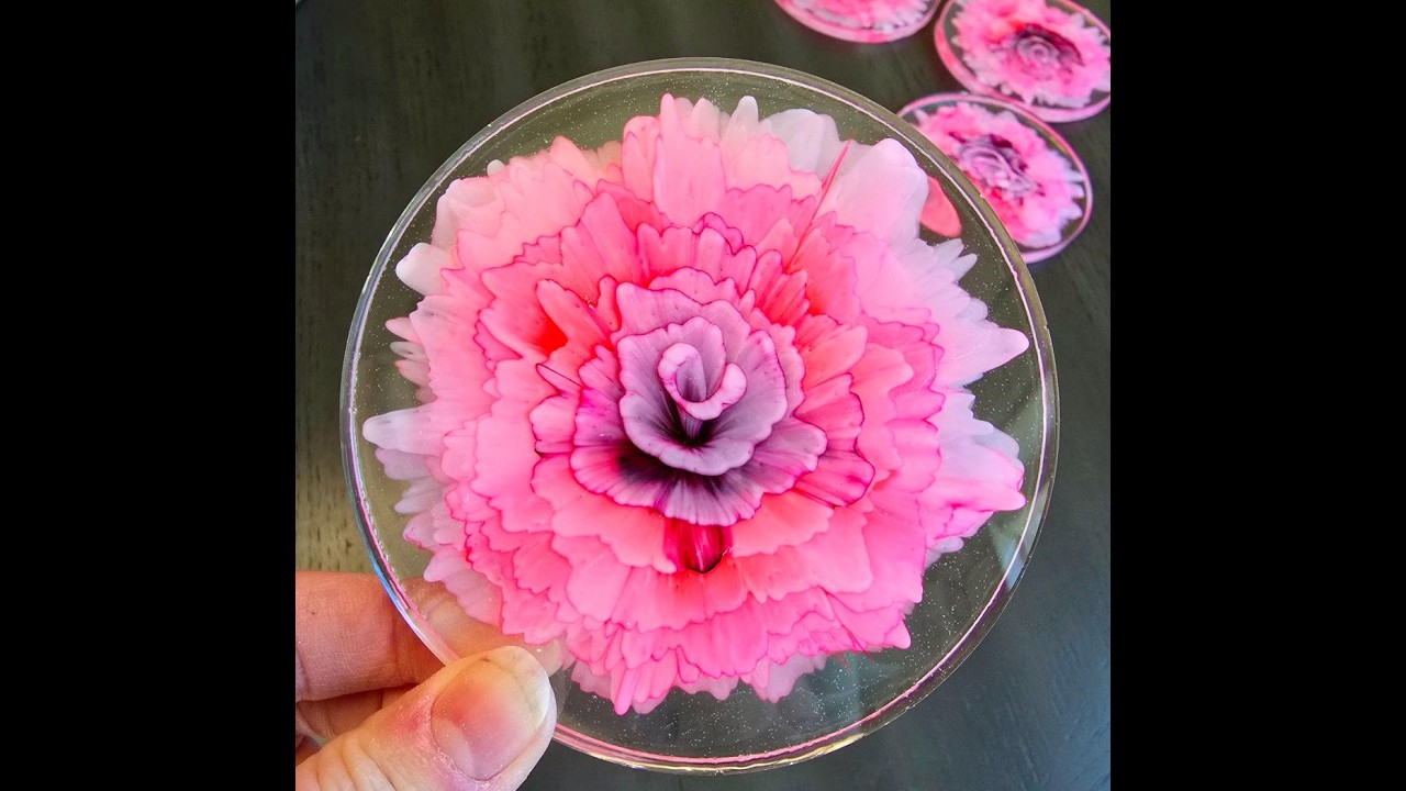 Successful Resin Bloom Technique | Pink Valentine Coasters DIY
