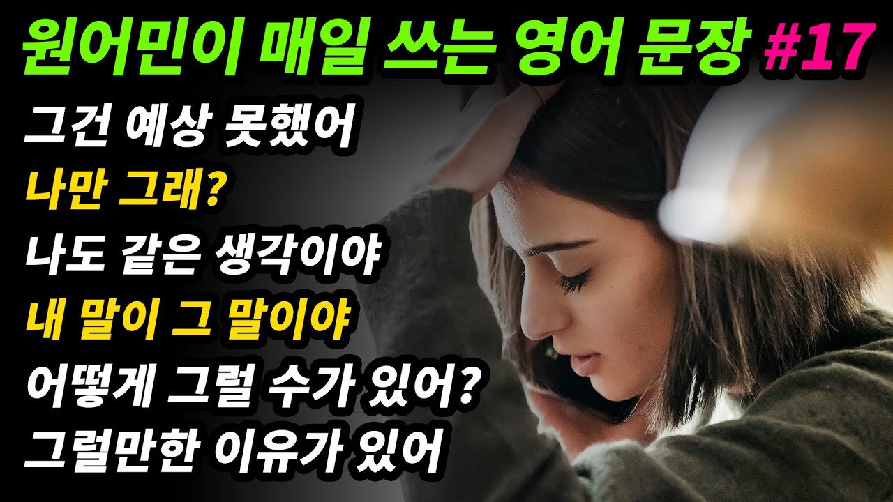 원어민이 매일 쓰는 영어문장 [#17] 그건 예상 못했어/ 나만 그래?/ 동감이야/ 내 말이 그 말이야/ 어떻게 그럴 수가 있어?/ 그럴 만한 이유가 있어/ 나 비밀 잘 지켜