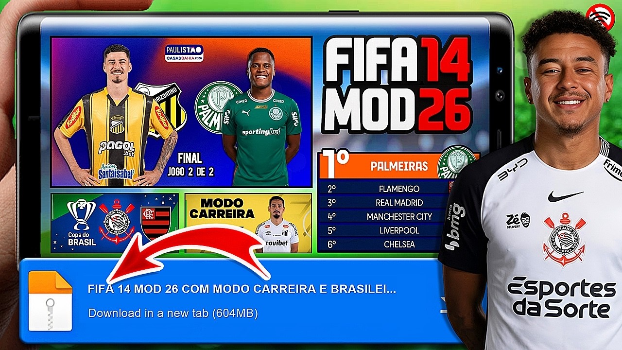 ✅ SAIU! FIFA 14 MOD 26 PARA ANDROID 14, 15 E 16: MODO CARREIRA E BRASILEIRÃO ATUALIZAÇÃO REVIEW 2026