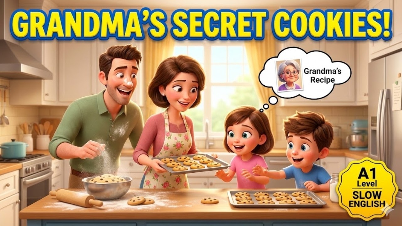 Learn English Conversation: Family Baking Day 🍪 | Slow Beginner English Story (A1 Level)