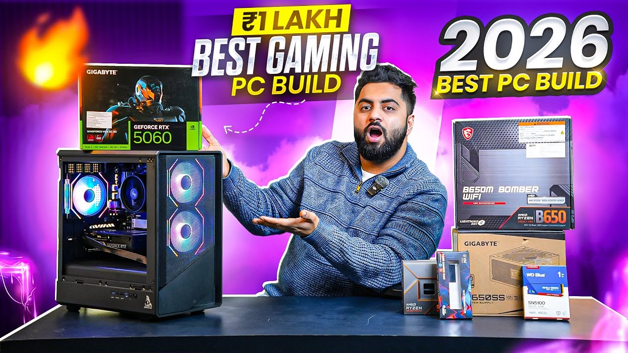 Rs.1,00,000 Ryzen 5 7500F + RTX 5060 Gaming PC Build 2026😍🔥