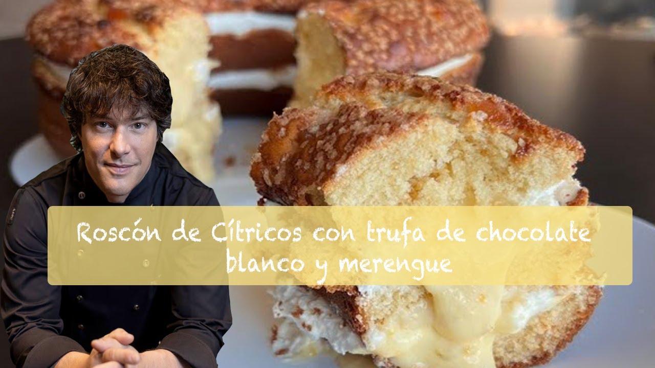 Roscón de Cítricos con trufa de chocolate blanco y merengue a modo de lemon pie