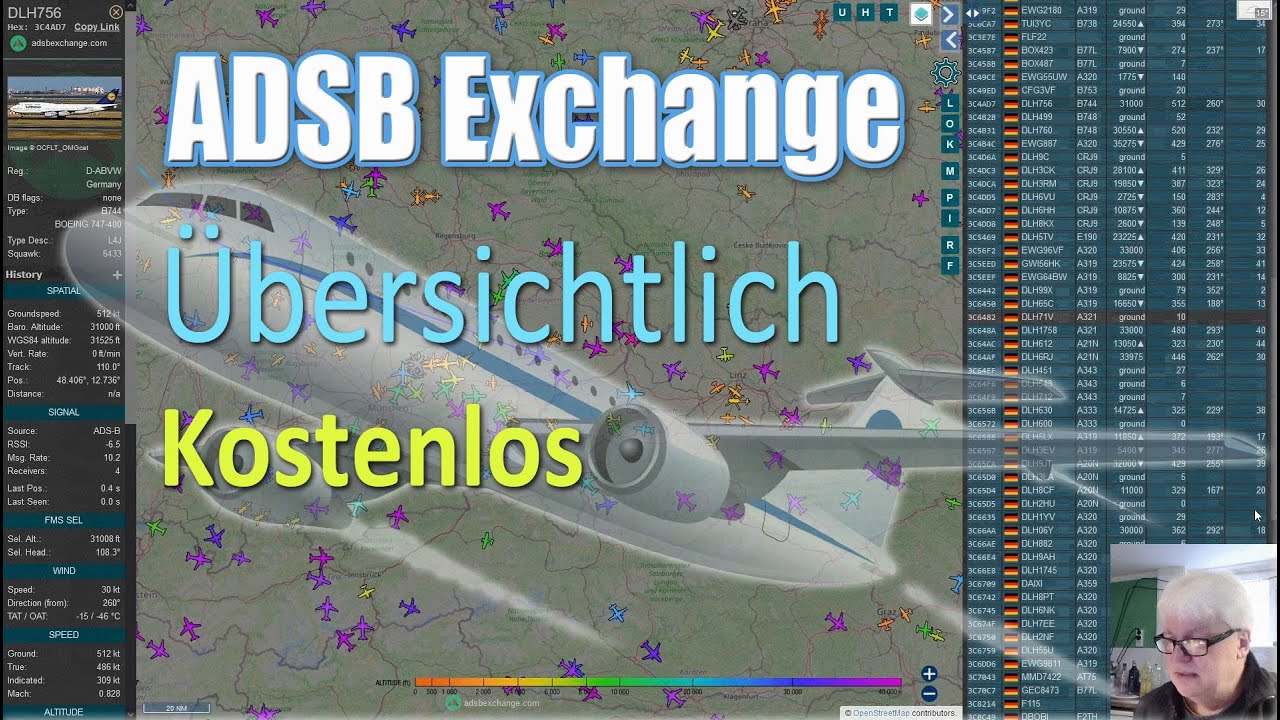 Flugzeuge kostenlos online live verfolgen tracken ► ADS-B Exchange ►  fast werbefrei