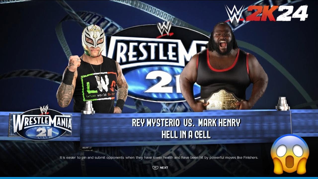 WWE 2K24 FULL MATCH - Rey Mysterio vs Mark Henry | Hell in a Cell Match at WrestleMania