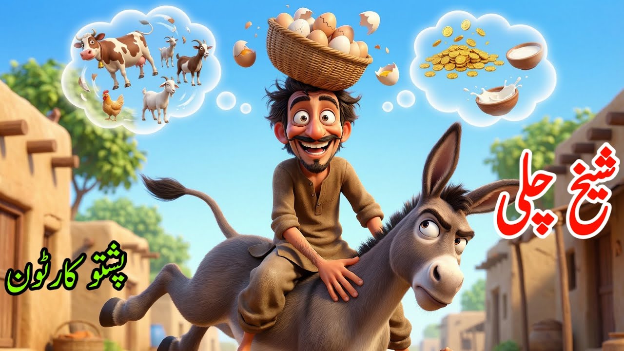 د شیخ چلی خیالی سوچ  | Pashto cartoon story | Sheikh Chilli's Imaginary Thinking