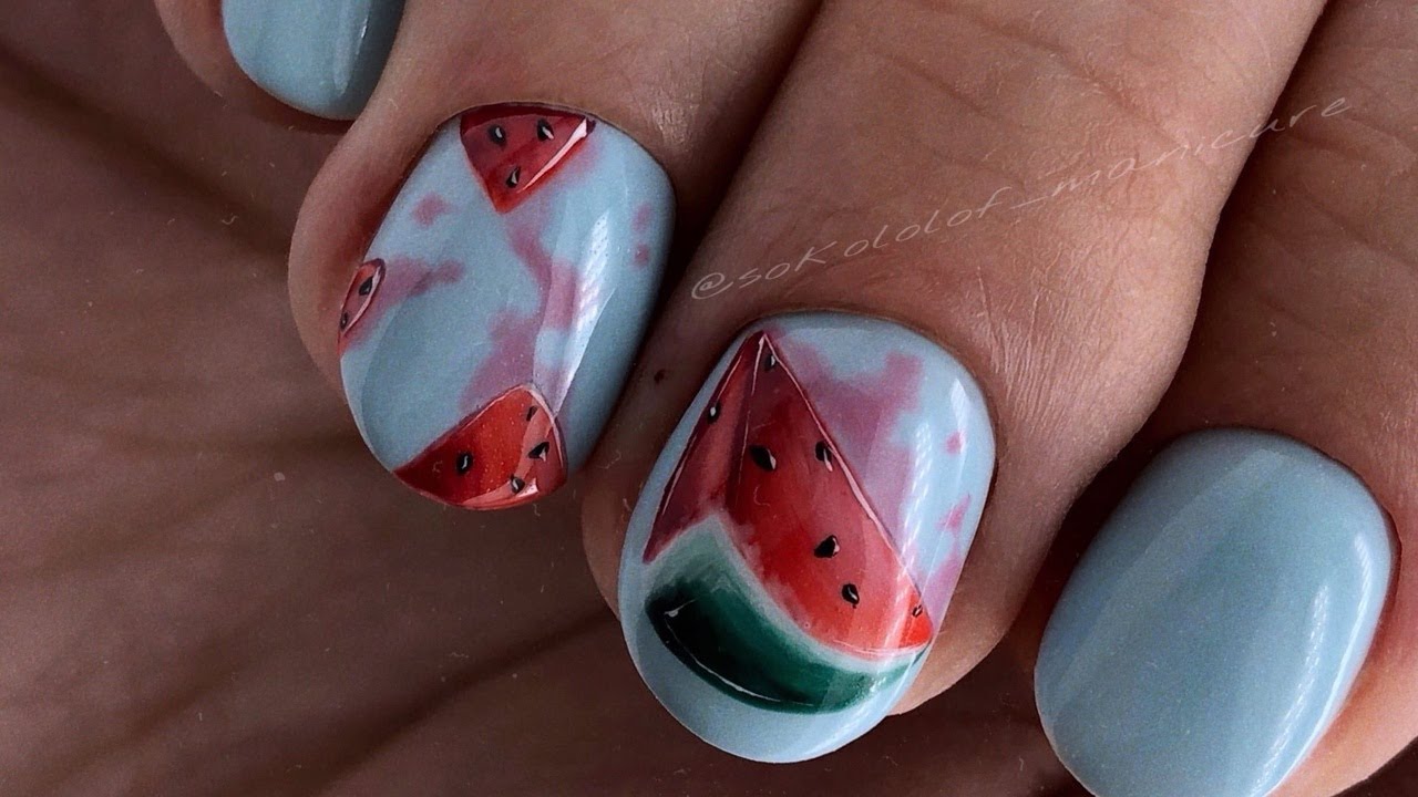 Юлины ногти [3] | Рисуем надменный арбузик | Patrisa Nail