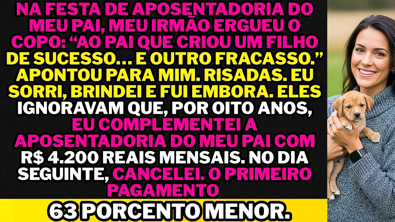 Na festa de aposentadoria do meu pai, meu irmão brindou: “Ao papai, criador de um vencedor…”