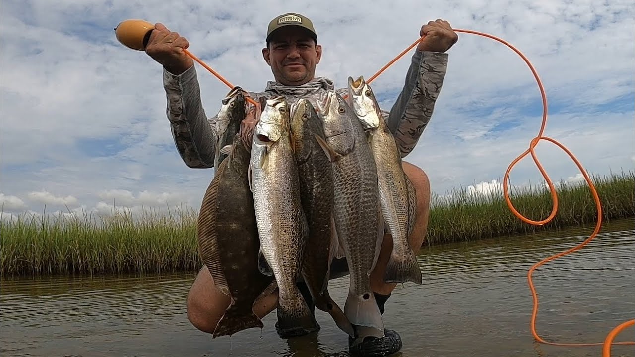 fishing Galveston bay with down south lures (Texas Slam) speckled trout, redfish, flounder