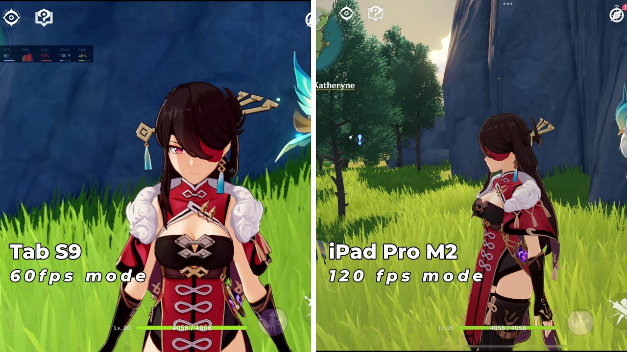 Samsung Galaxy Tab S9 - Genshin Impact v4.0 - fps and render resolution