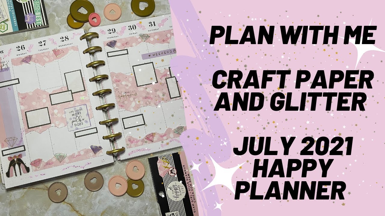 Plan With Me Using Scrapbook Paper | Vertical Boxes Happy Planner | July 2021 | Organized Flamingos