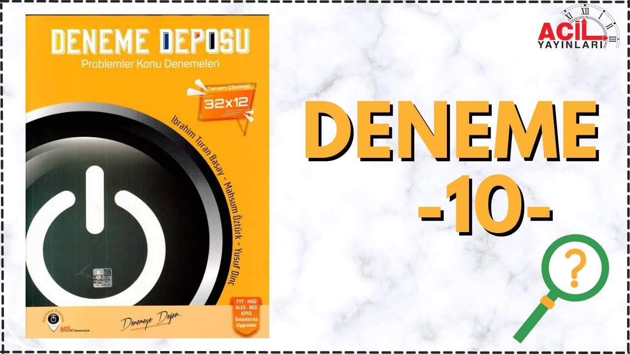 DENEME DEPOSU PROBLEMLER ÇÖZÜMLERİ DENEME-10 ACİL YAYINLARI #denemedeposu #problemler