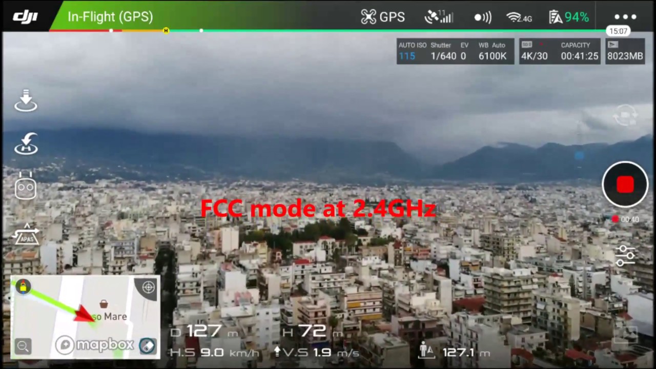 Mavic Air: Test range in  FCC mode over the city (Europe) 2.4GHz vs 5.8GHz
