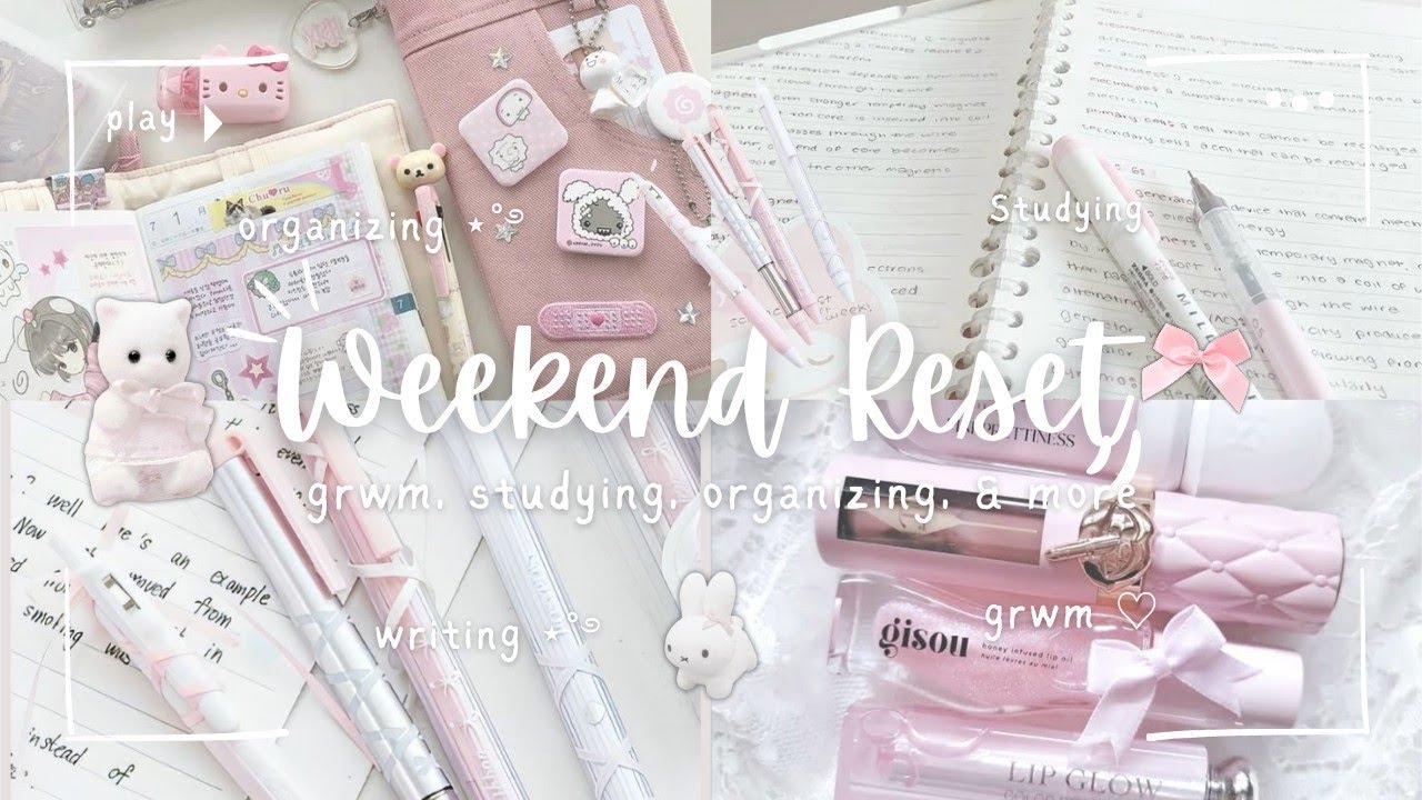 WEEKEND RESET ROUTINE ♡ 🎀🐰 | being productive, studying, organizing, grwm, unboxing 🧸