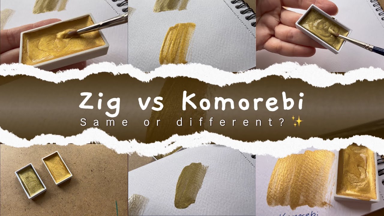 Zig vs Komorebi Metallic Gold – Same or Different? (Black & White Paper Test) #metallicwatercolor
