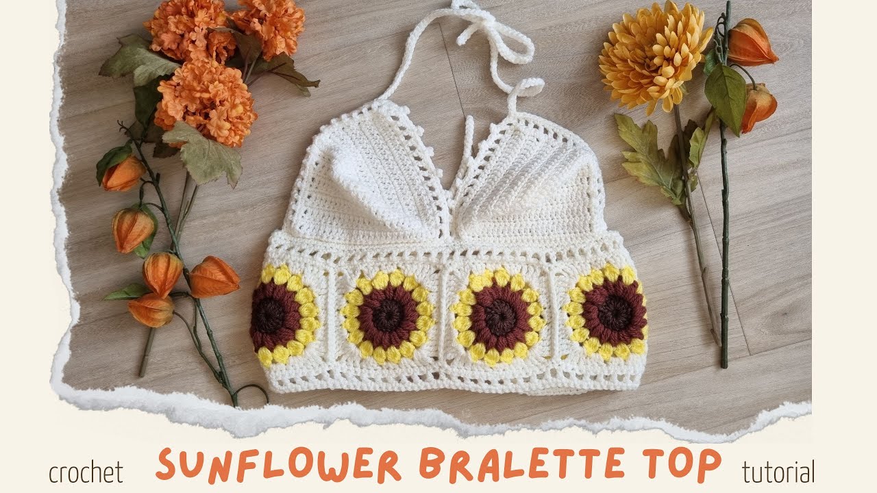 Sunflower bralette top | CROCHET TUTORIAL