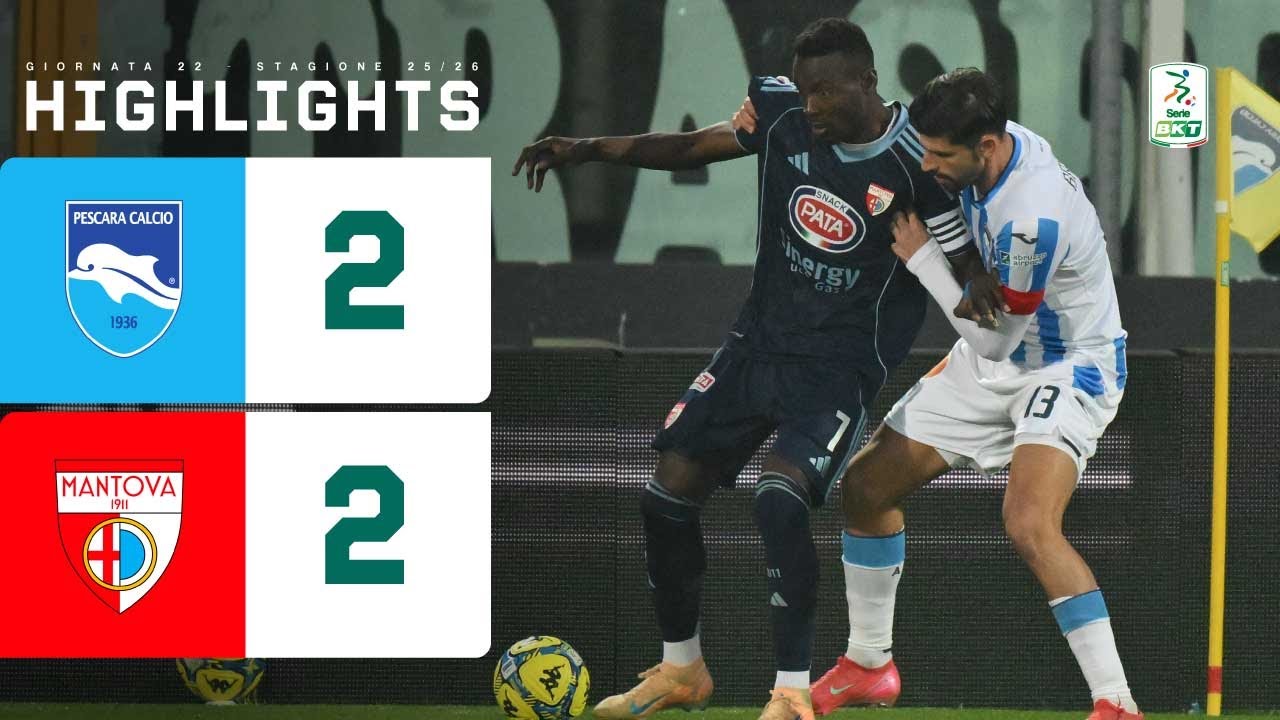 Pescara-Mantova 2-2 | Un punto a testa nel pareggio combattuto all'Adriatico | HIGHLIGHTS Serie BKT