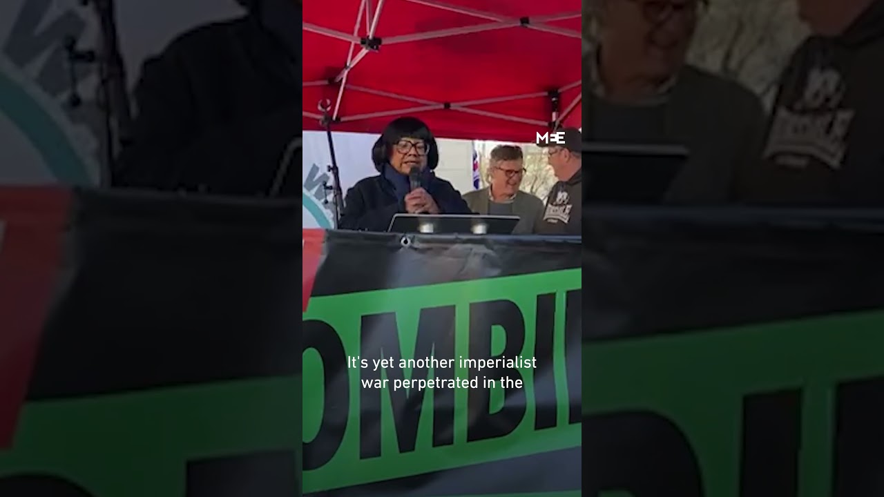 Diane Abbott calls US‑Israeli strikes on Iran &lsquo;illegal imperialist war&rsquo; in London protest