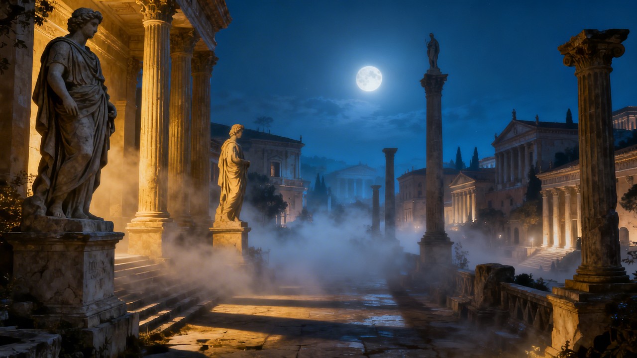 Eternal Rome Under the Full Moon 🌕 | 4 Hours of Ancient Roman Night Ambience