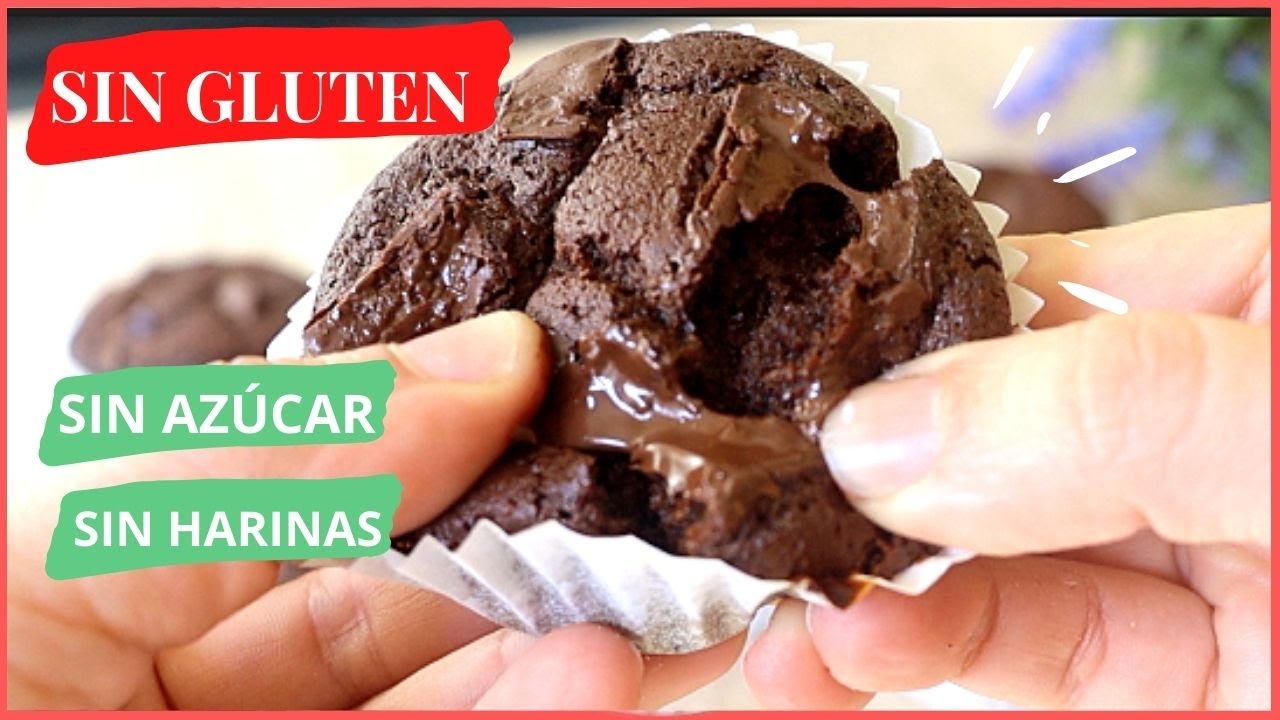 Muffins , Magdalenas de chocolate SALUDABLES  SIN GLUTEN, SIN AZÚCAR ,SIN HARINA