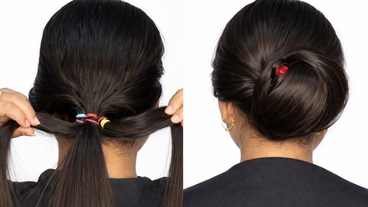 3 Rubber Band Se Perfect Low Bun 😱 | Easy Hairstyle Hack for Girls | 1 Minute Party Bun