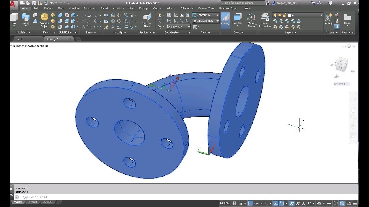 Codo con brida en AutoCAD 2019 AVANZADO