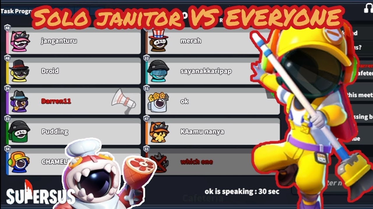 Solo JANITOR IMPOSTOR VS EVERYONE in Super Sus!! 🤓💯 *Cleaning sus!!*