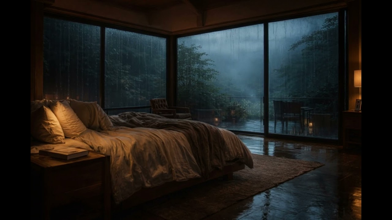 Gentle Rain on Glass 🌧️ Cozy Cabin Sleep Ambience, Deep Relaxation