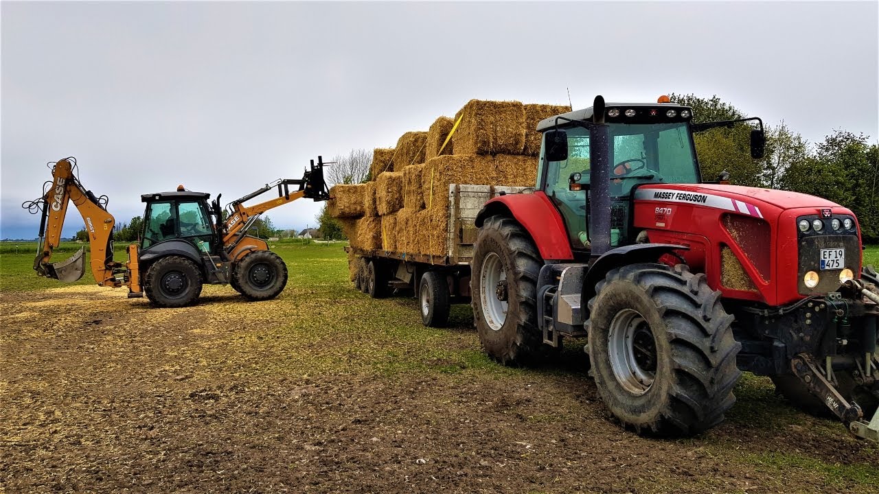 Hay bale transport w/ Massey ferguson 8470 & Case 695 st